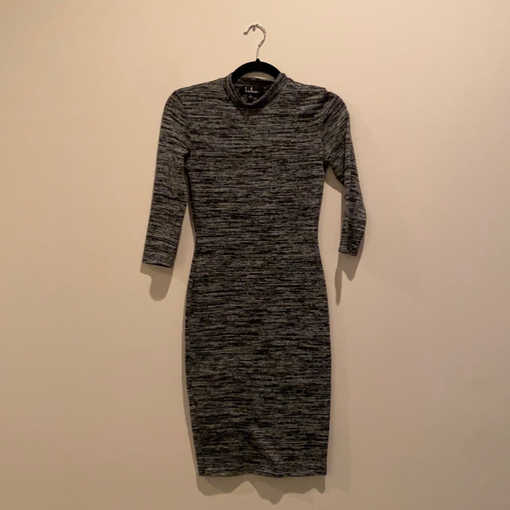 Lulus black / grey  fitted sweater dress
